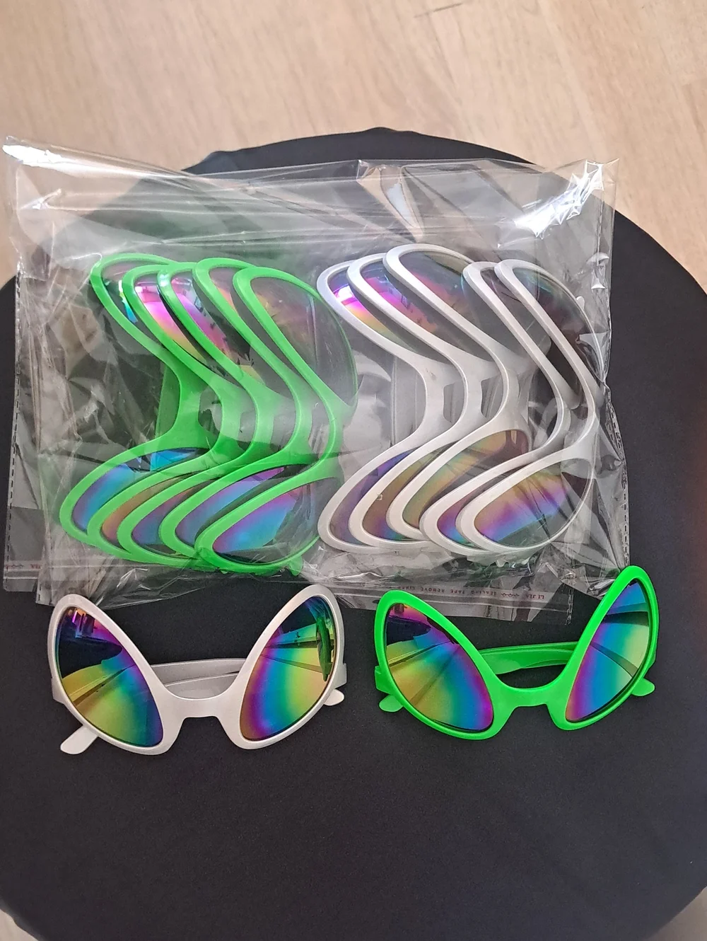 Novelty Alien Glasses Silver and Green for Halloween Party One Dozen Pieces